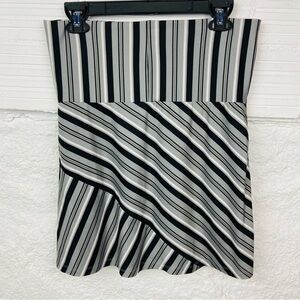TEHAMA gray & blue striped stretch summer mini skirt size small